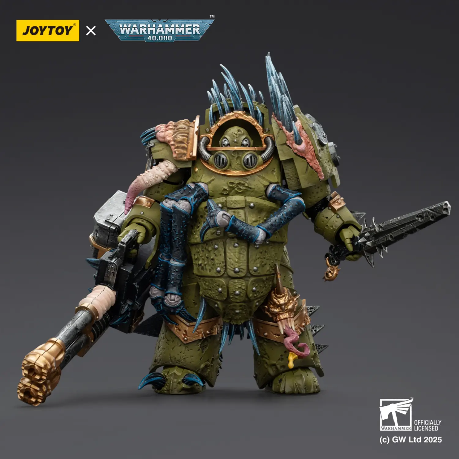 Action Figure - JOYTOY Death Guard Blightlord Terminator with Reaper Autocannon and Bubotic Blades 1 18 - Warhammer 40K