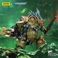 Action Figure - JOYTOY Death Guard Blightlord Terminator with Reaper Autocannon and Bubotic Blades 1 18 - Warhammer 40K in green background