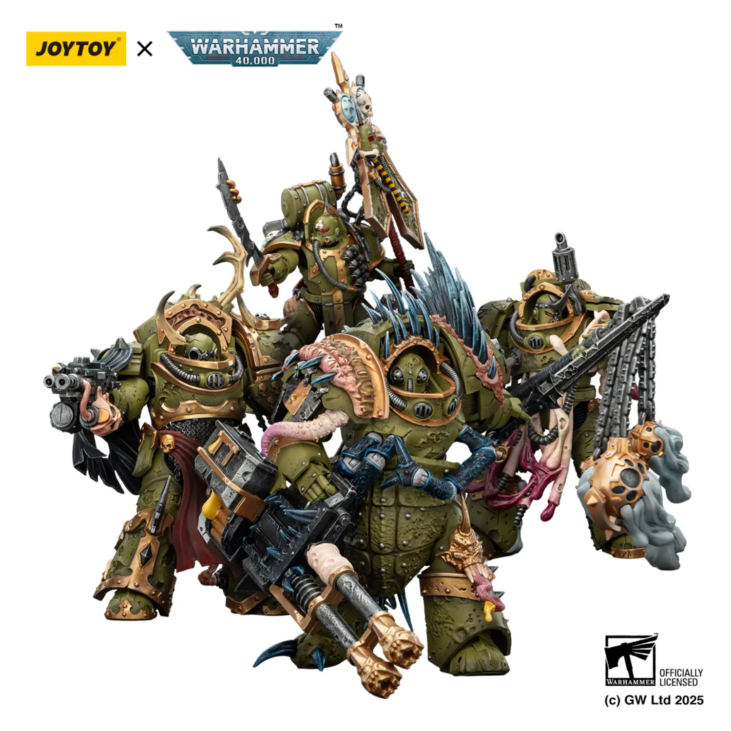 Action Figure - JOYTOY Death Guard Legion Vanguard Detachment 1 18 - Warhammer 40K in white background Action Figure - JOYTOY Death Guard Legion Vanguard Detachment 1 18 - Warhammer 40K in white background