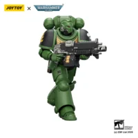 Action Figure - JOYTOY Salamanders Intercessor with Bolt Rifle, Bolt Pistol and Chainsword 1 18 - Warhammer 40K in white background 4