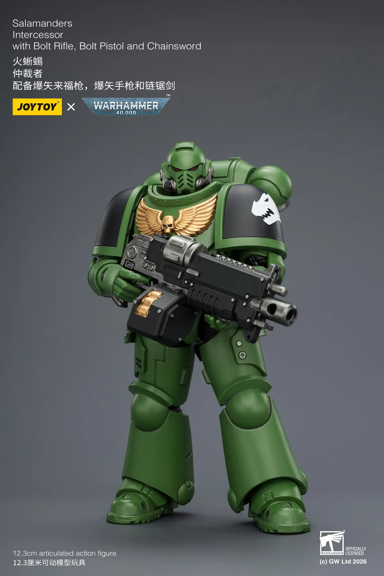 Action Figure - JOYTOY Salamanders Intercessor with Bolt Rifle, Bolt Pistol and Chainsword 1 18 - Warhammer 40K rectangle image 3