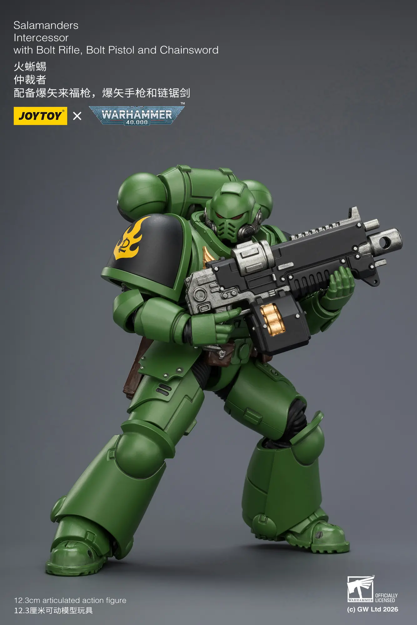 Action Figure - JOYTOY Salamanders Intercessor with Bolt Rifle, Bolt Pistol and Chainsword 1 18 - Warhammer 40K rectangle image 6