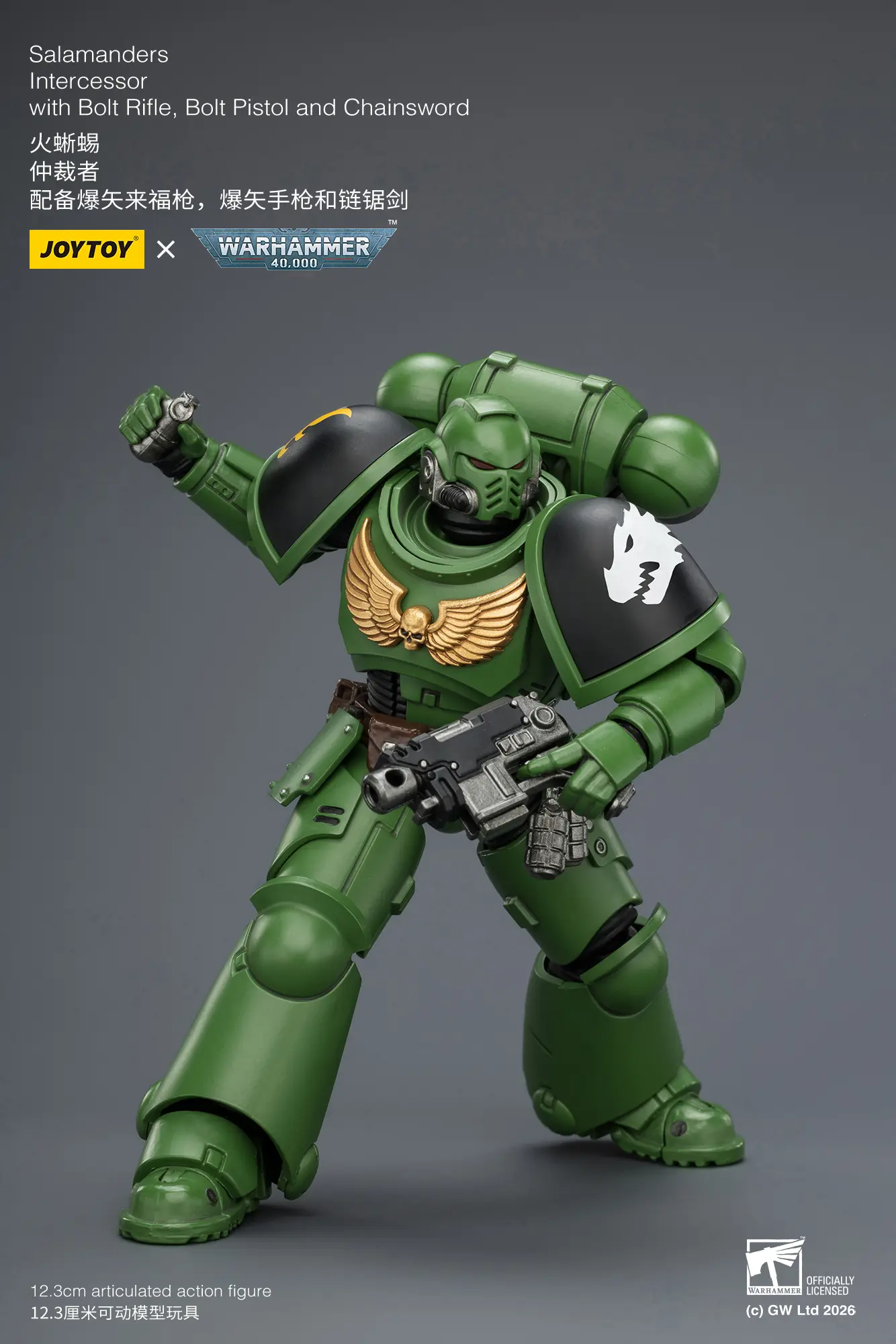 Action Figure - JOYTOY Salamanders Intercessor with Bolt Rifle, Bolt Pistol and Chainsword 1 18 - Warhammer 40K rectangle image 8