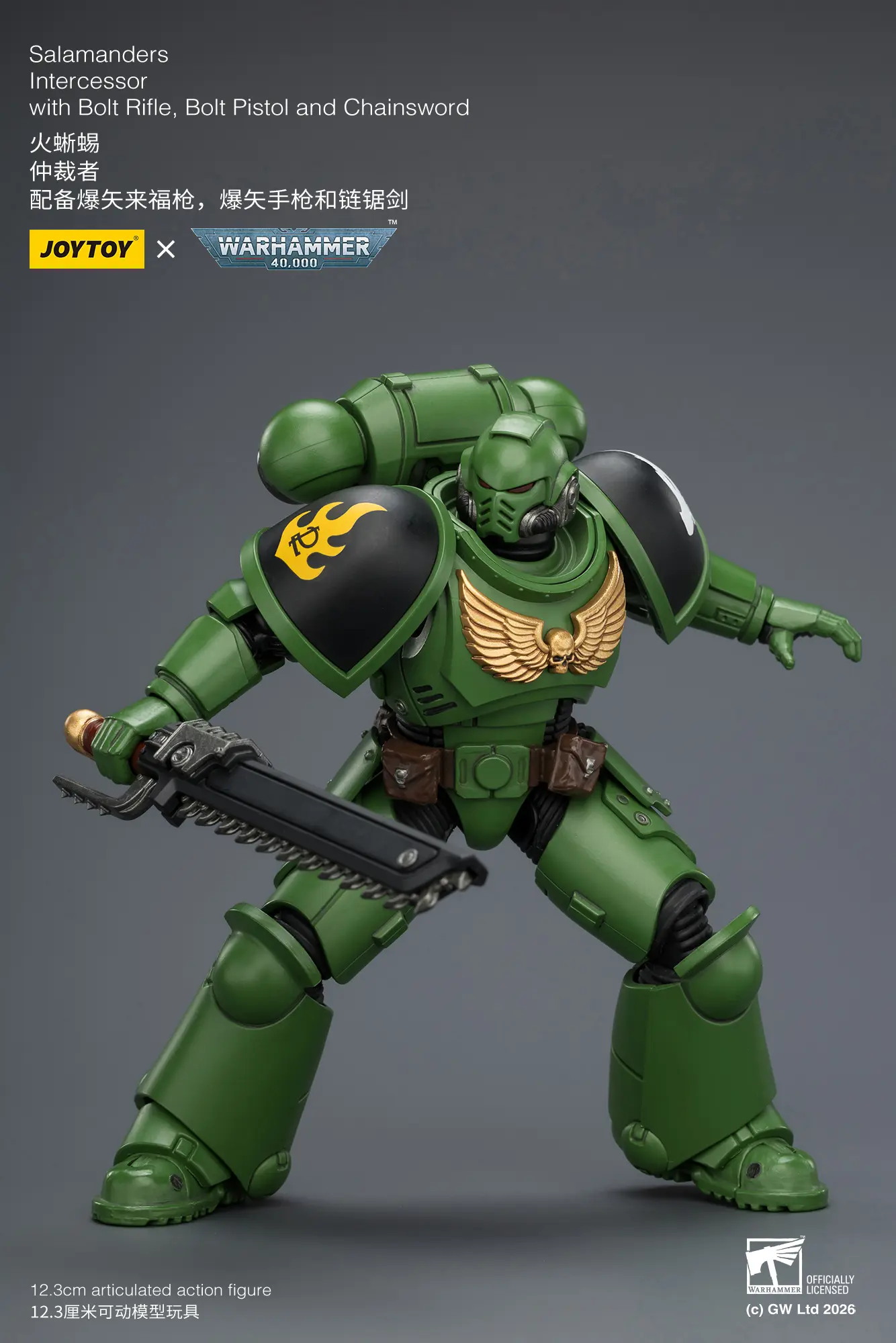 Action Figure - JOYTOY Salamanders Intercessor with Bolt Rifle, Bolt Pistol and Chainsword 1 18 - Warhammer 40K rectangle image 9