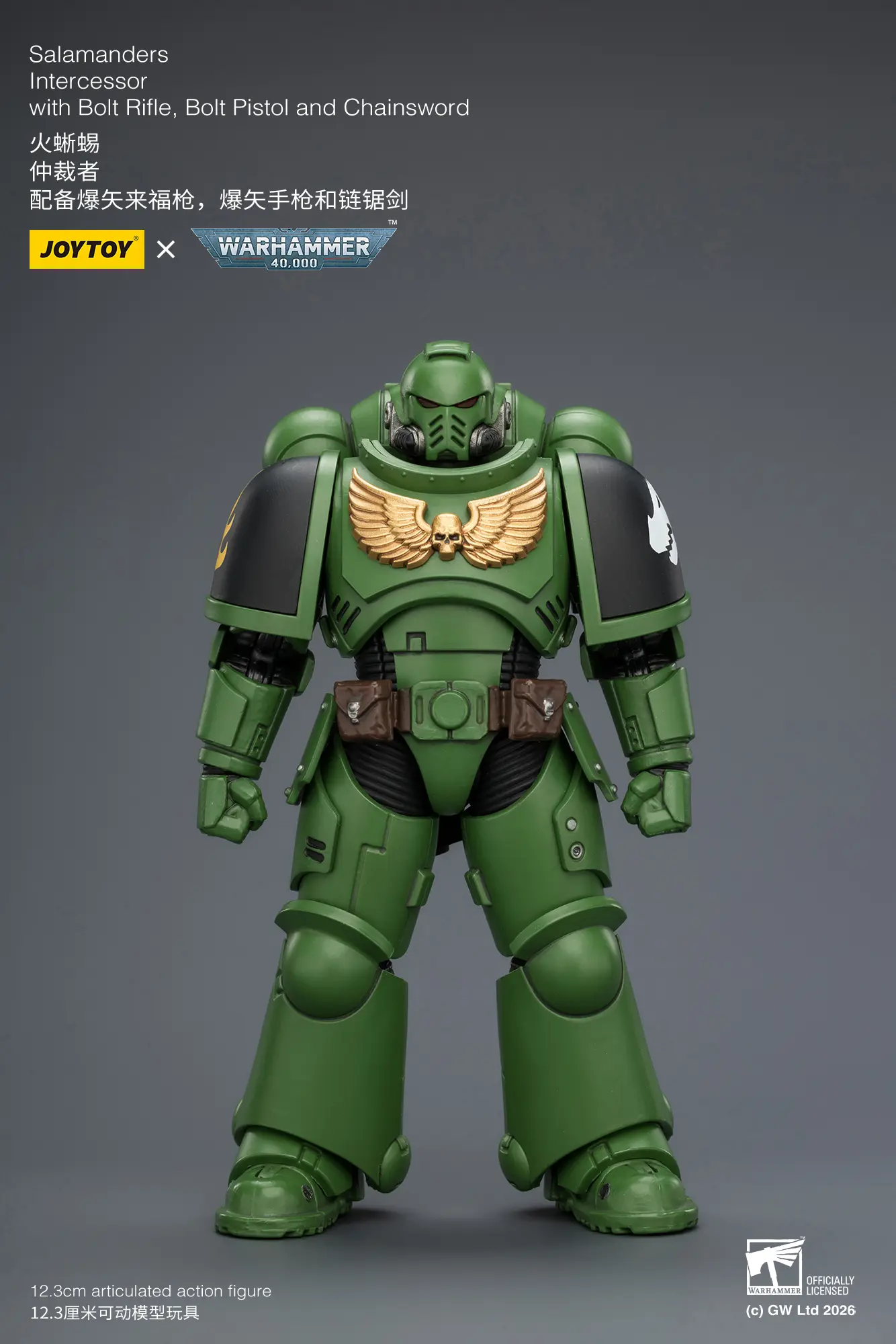 Action Figure - JOYTOY Salamanders Intercessor without Bolt Rifle, Bolt Pistol and Chainsword 1 18 - Warhammer 40K rectangle image