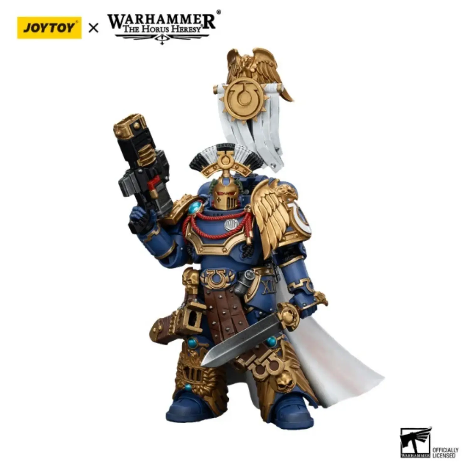 Action Figure - JOYTOY Ultramarines Legion Praetor with Power Sword and Volkite Serpenta 1 18 - Warhammer The Horus Heresy in white background Action Figure - JOYTOY Ultramarines Legion Praetor with Power Sword and Volkite Serpenta 1 18 - Warhammer The Horus Heresy in white background