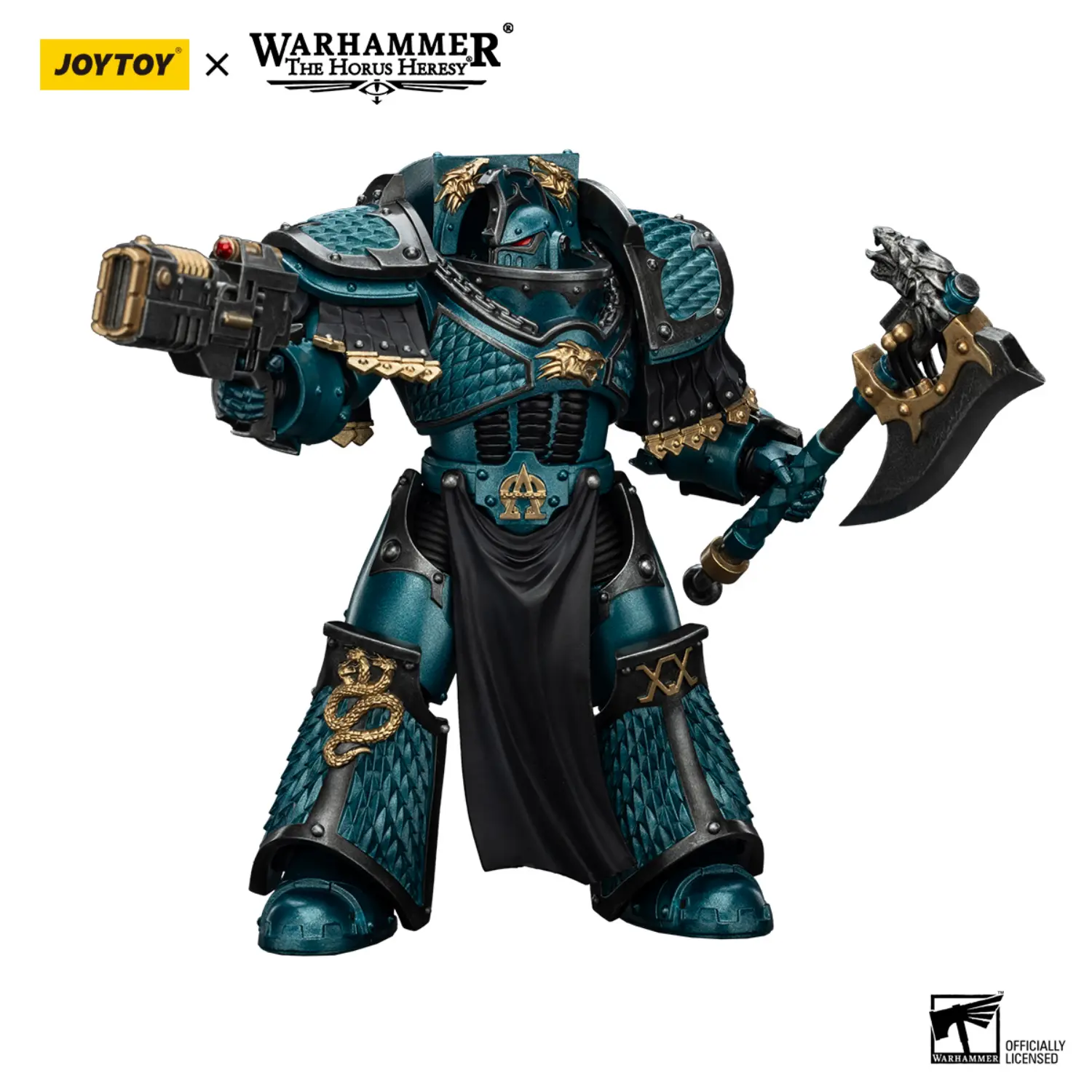 Action Figure - JoyToy Alpha Legion Lernaean Terminator with Volkite Charger 1 18 - Warhammer The Horus Heresy in white background 3