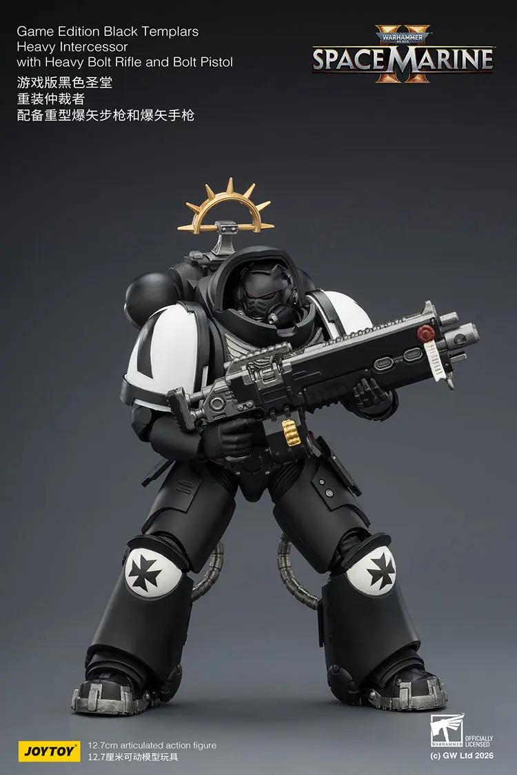 Action Figure - JoyToy Game Edition Black Templars Heavy Intercessor with Heavy Bolt Rifle and Bolt Pistol 1 18 - Warhammer 40K Space Marine 2 rectangle image 3