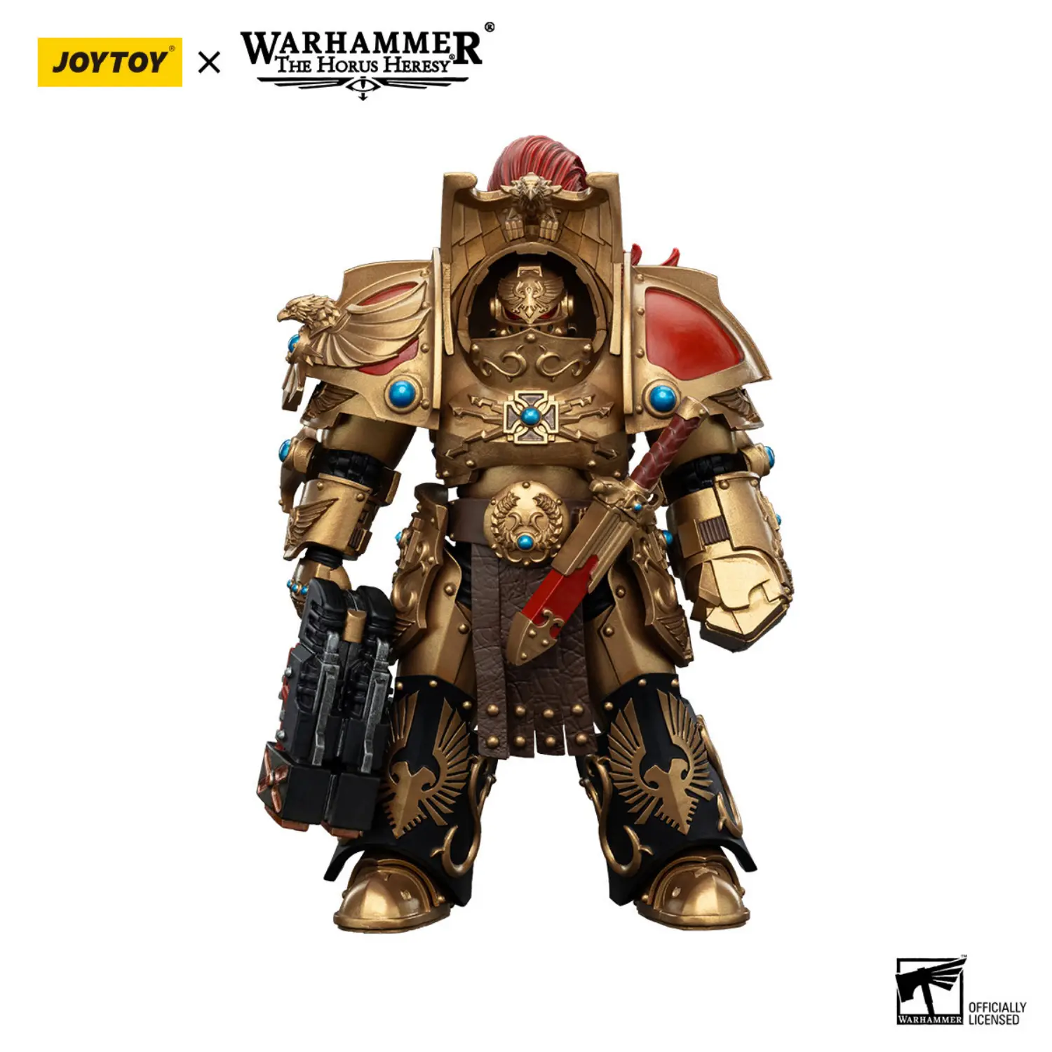 Action Figure - JoyToy Legio Custodes Aquilon Terminator with Twin-linked Adrathic Destructor 1 18 - Warhammer The Horus Heresy in white background 1