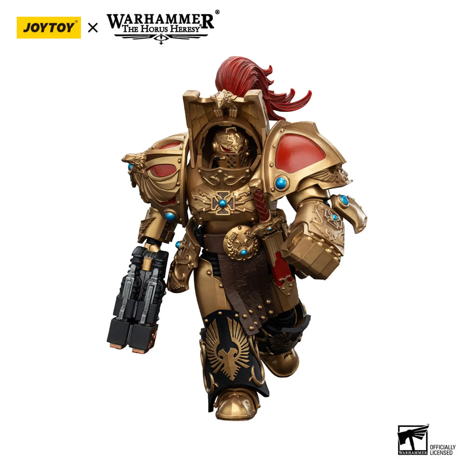 Action Figure - JoyToy Legio Custodes Aquilon Terminator with Twin-linked Adrathic Destructor 1 18 - Warhammer The Horus Heresy in white background 2