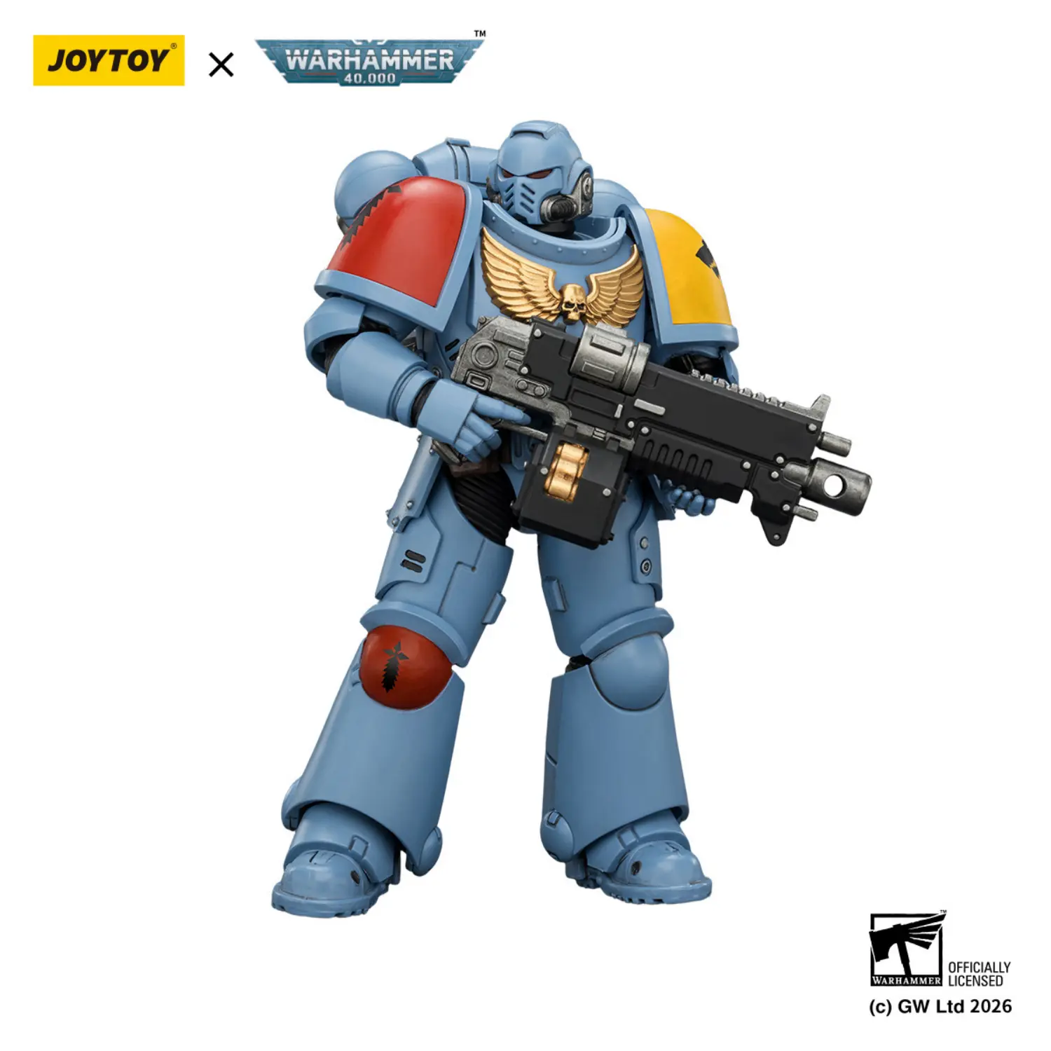 Action Figure - JoyToy Space Wolves Intercessor with Bolt Rifle, Bolt Pistol and Chainsword 1 18 - Warhammer 40K in white background 2