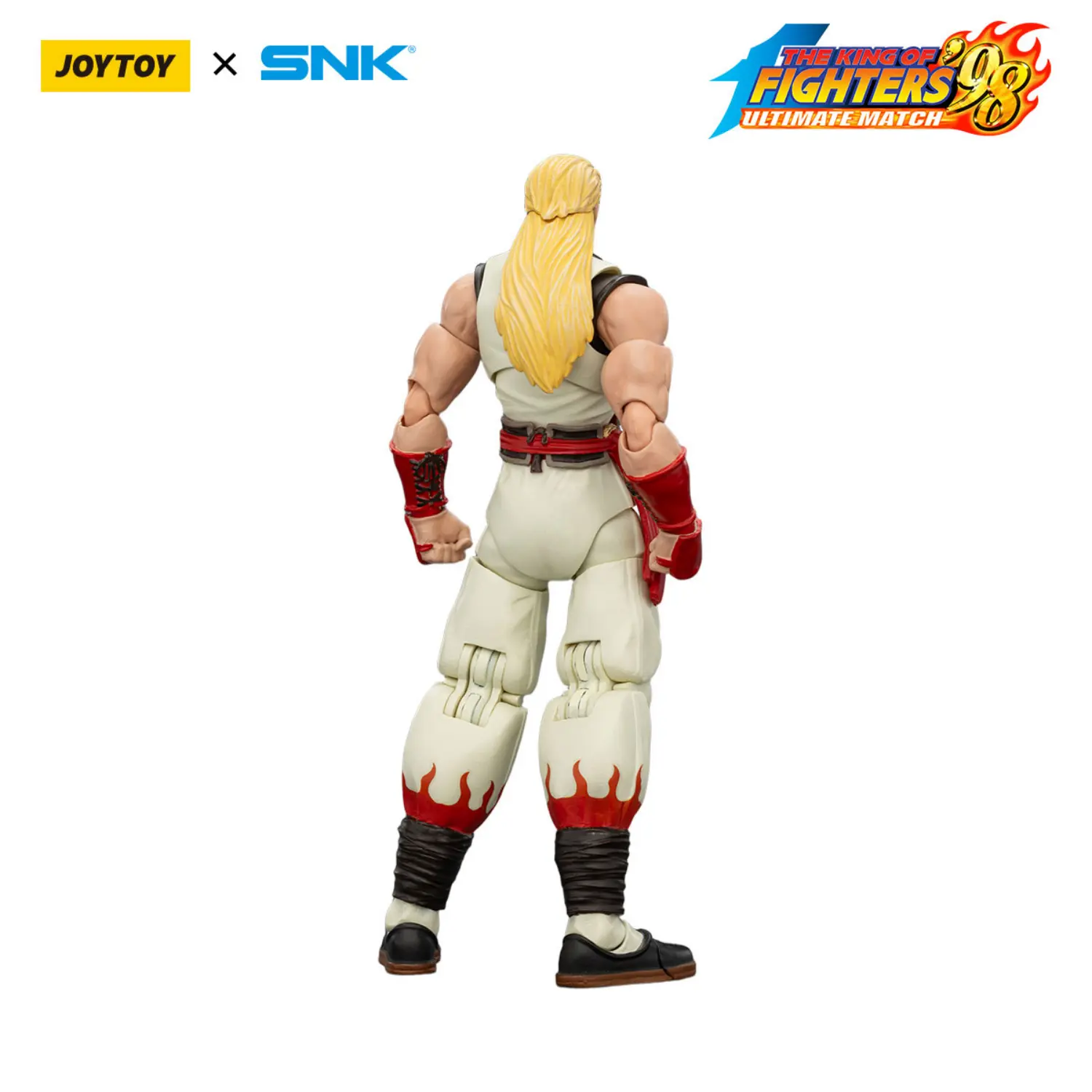 the back of the Action Figure - Andy Bogard KOF _98 UM Fatal Fury Team SNK 1 18 - JOYTOY The King of Fighters in white background