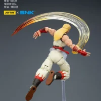 the back of the Action Figure - Andy Bogard KOF _98 UM Fatal Fury Team SNK 1 18 - JOYTOY The King of Fighters on display stand rectangle image