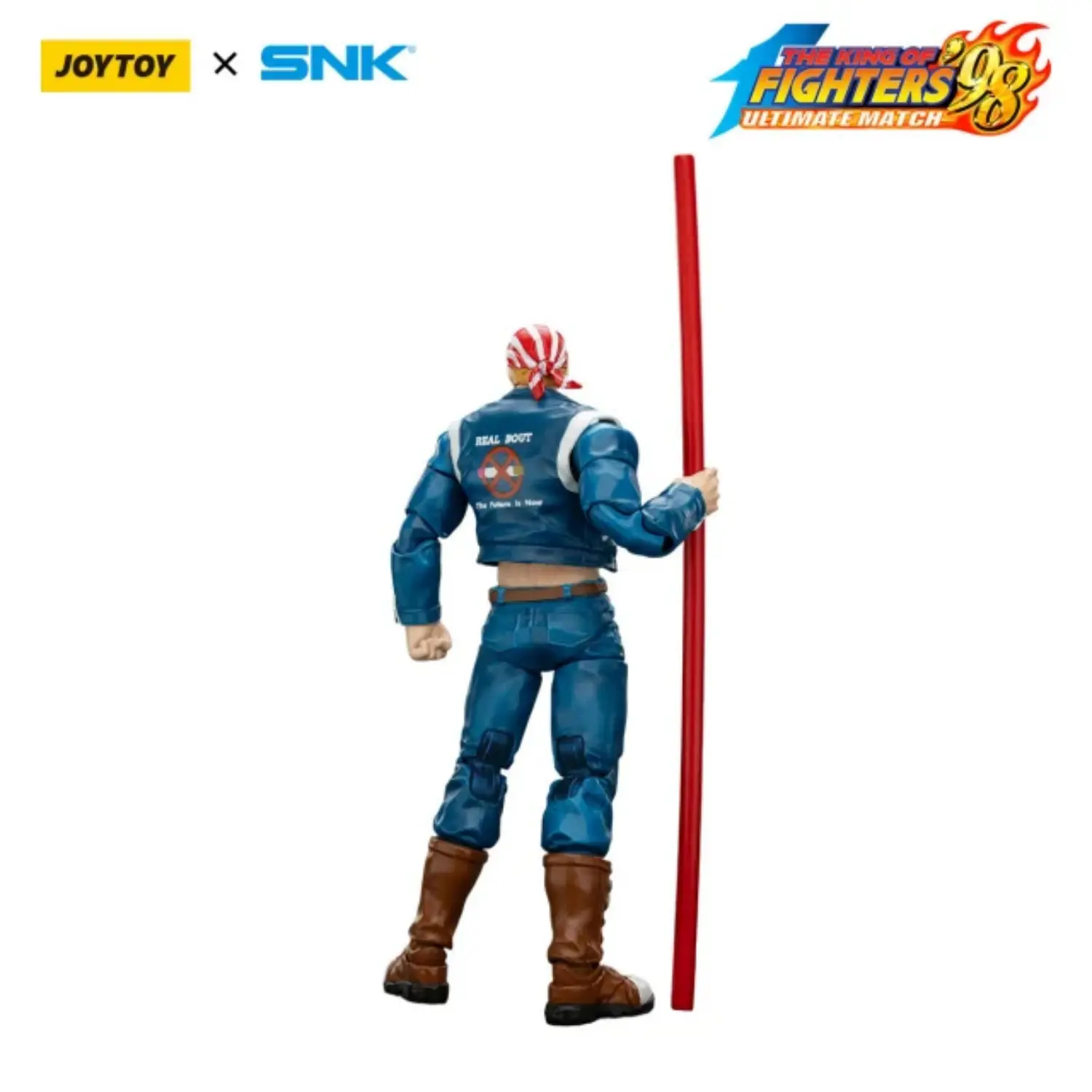 the back of the Action Figure - Billy Kane KOF _98 UM 97 Special Team Team SNK 1 18 - JOYTOY The King of Fighters in white background