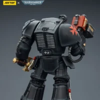 the back of the Action Figure - Black Templars Terminator 1 with Power Sword and Storm Bolter 1 18 - JOYTOY Warhammer 40K rectangle image