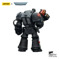 the back of the Action Figure - Black Templars Terminator 2 with Power Fist and Storm Bolter 1 18 - JOYTOY Warhammer 40K white background