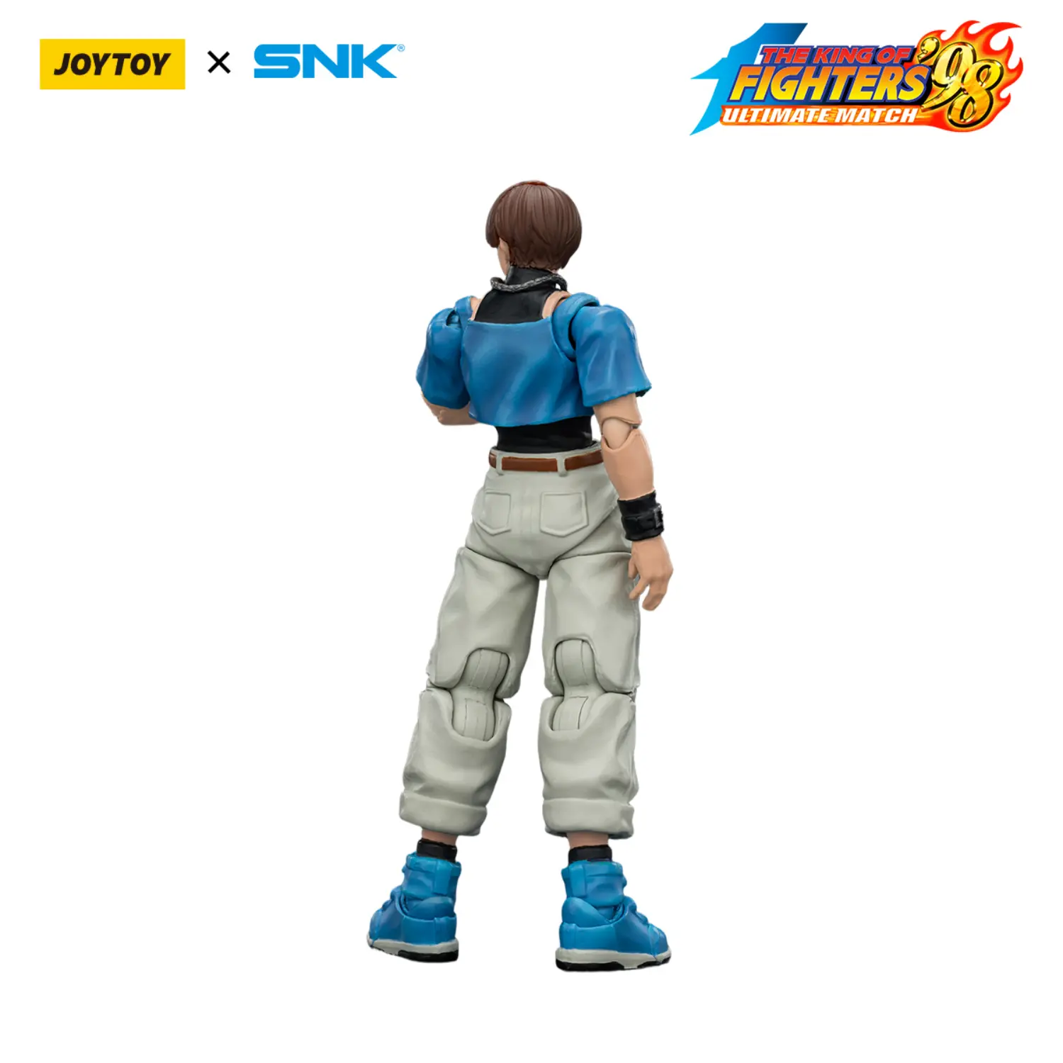 the back of the Action Figure - JOYTOY Chris KOF _98 UM Orochi Team SNK 1 18 - The King of Fighters in white background