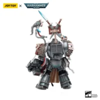 the back of the Action Figure - JOYTOY Grey Knights Terminator Incanus Neodan 1 18 - Warhammer 40K in white background
