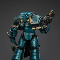the back of the Action Figure - JoyToy Alpha Legion Lernaean Terminator with Volkite Charger 1 18 - Warhammer The Horus Heresy rectangle image