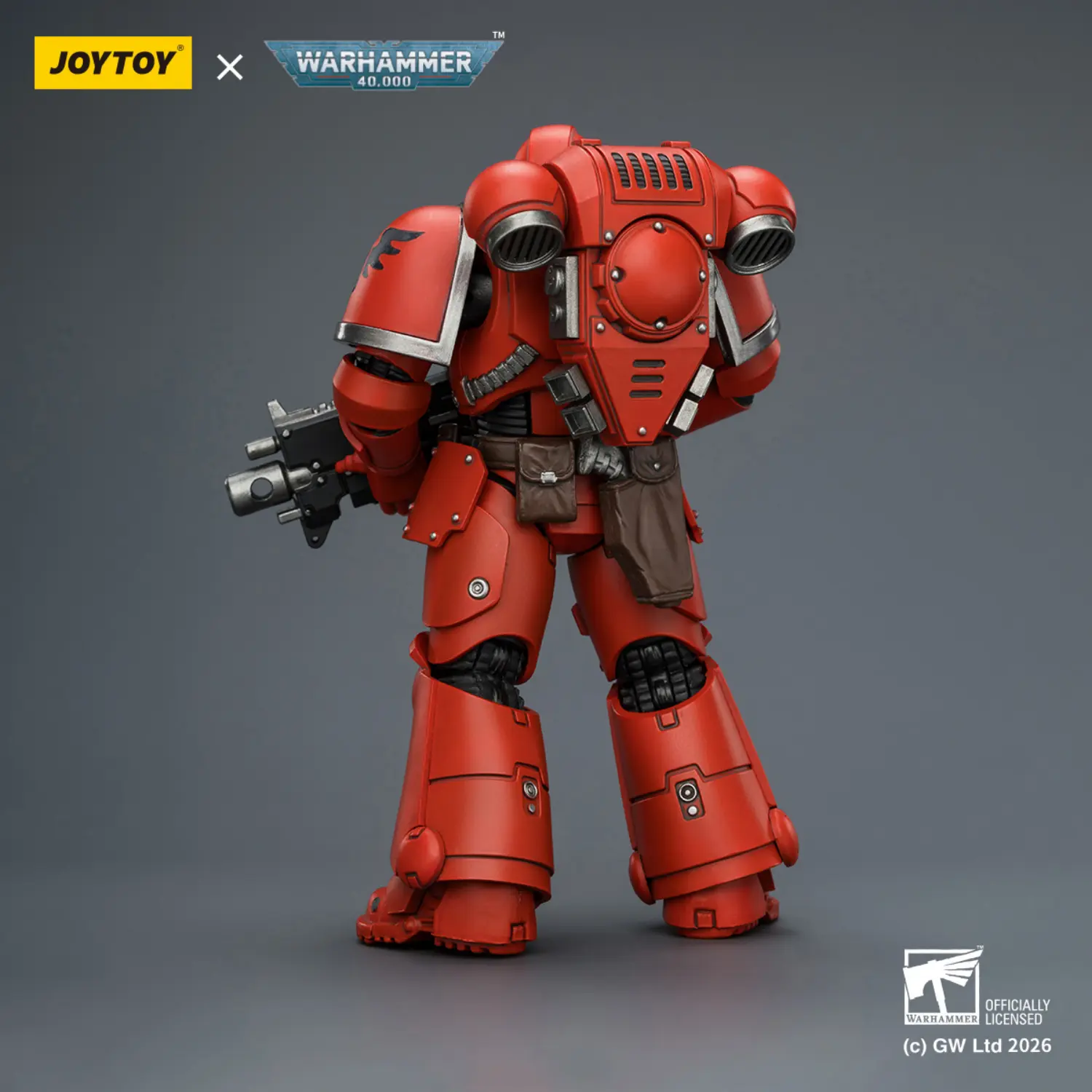 the back of the Action Figure - JoyToy Blood Angels Intercessor with Bolt Rifle, Bolt Pistol and Chainsword 1 18 - Warhammer 40K