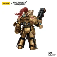 the back of the Action Figure - JoyToy Legio Custodes Aquilon Terminator with Twin-linked Adrathic Destructor 1 18 - Warhammer The Horus Heresy in white background
