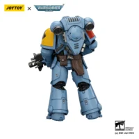 the back of the Action Figure - JoyToy Space Wolves Intercessor with Bolt Rifle, Bolt Pistol and Chainsword 1 18 - Warhammer 40K in white background