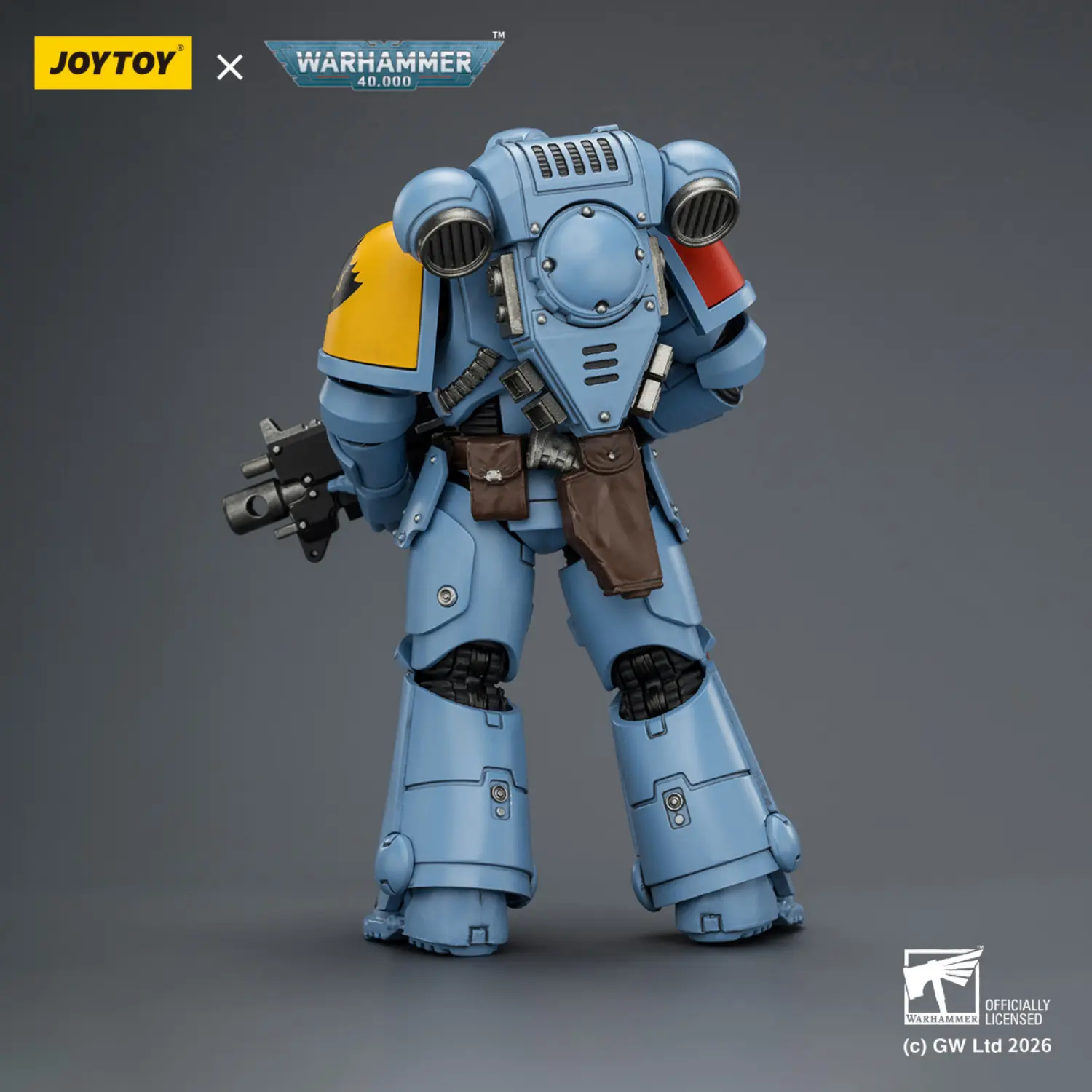 the back of the Action Figure - JoyToy Space Wolves Intercessor with Bolt Rifle, Bolt Pistol and Chainsword 1 18 - Warhammer 40K