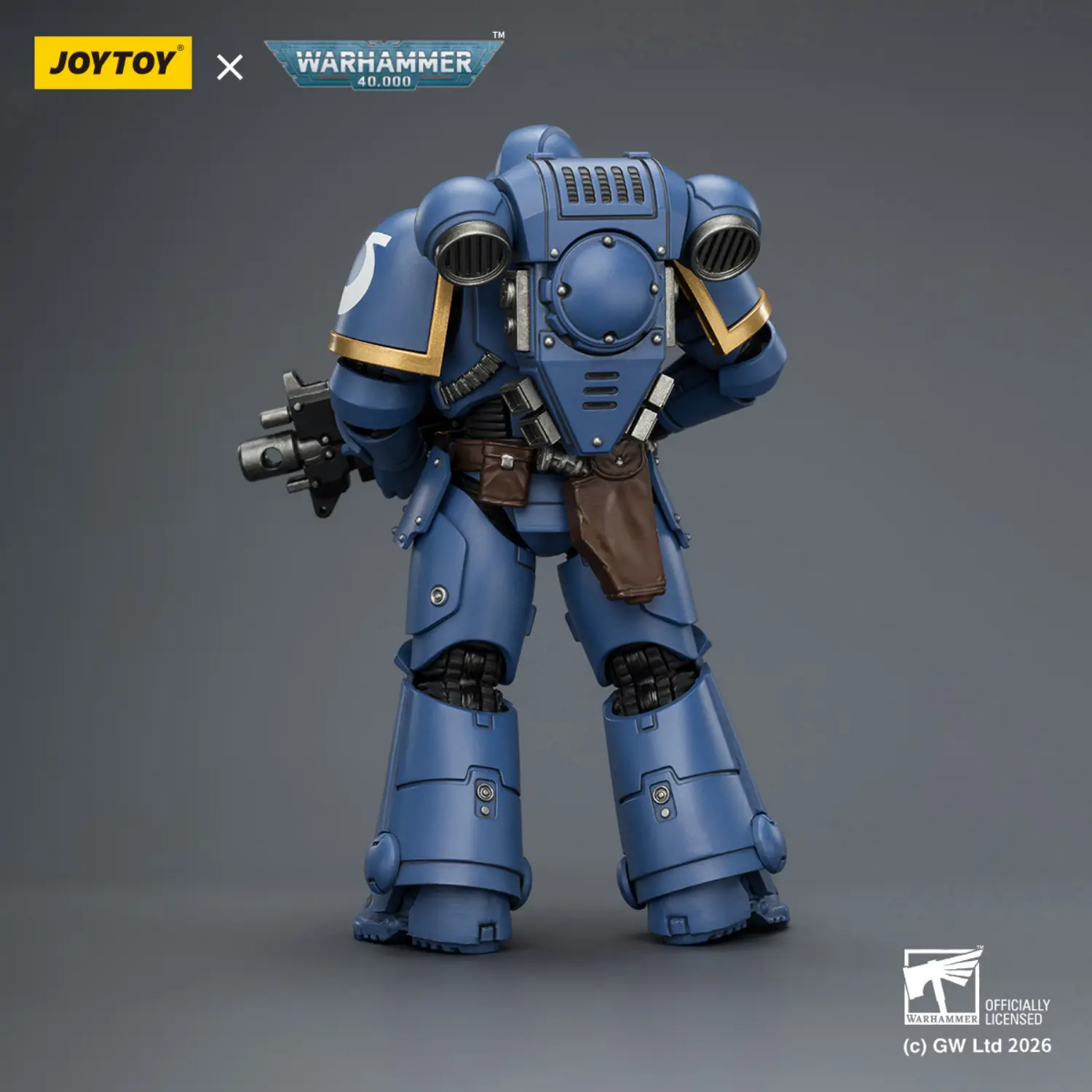 the back of the Action Figure - JoyToy Ultramarines Intercessor with Bolt Rifle, Bolt Pistol and Chainsword 1 18 - Warhammer 40K