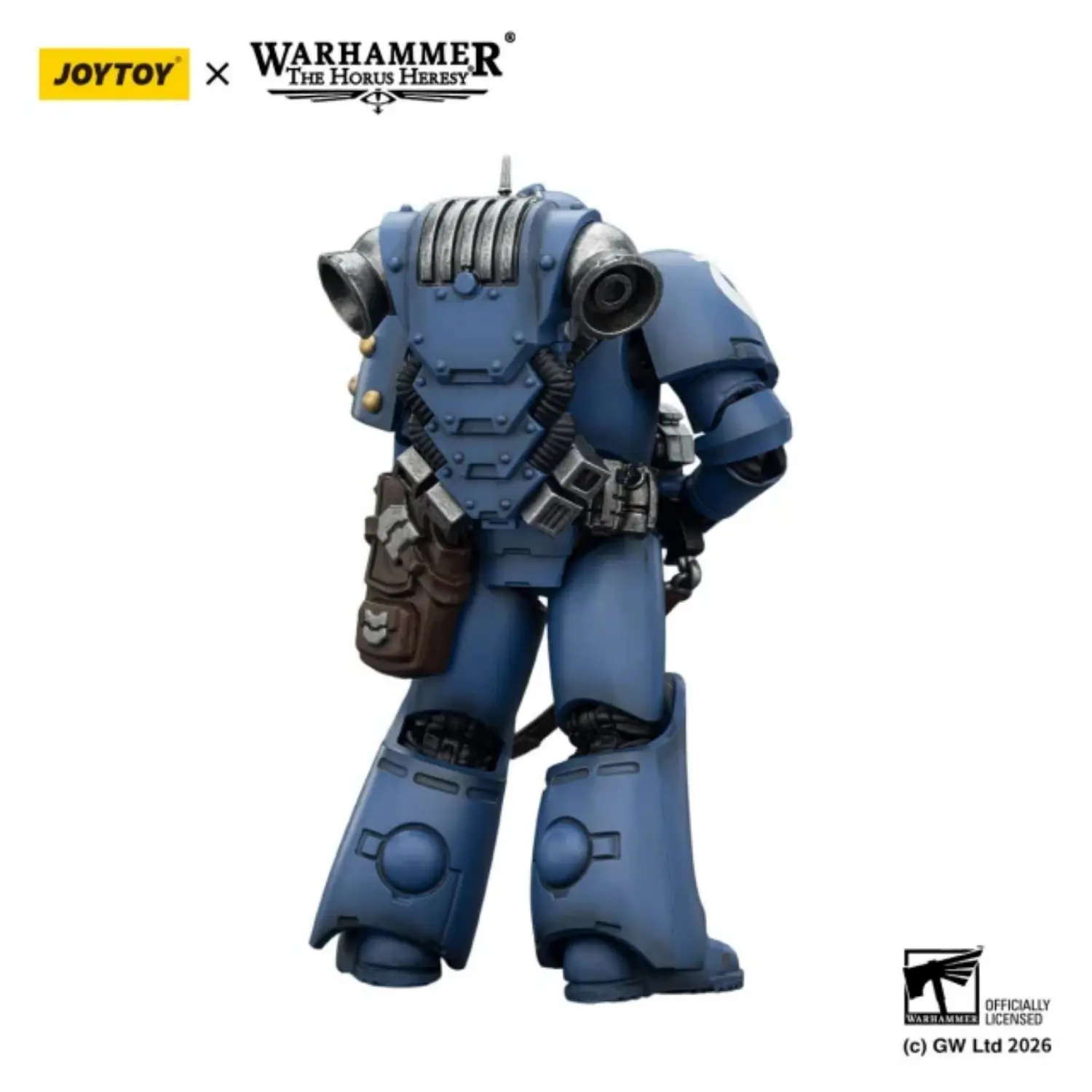 the back of the Action Figure - JoyToy Ultramarines Legion MKVI Tactical Legionary with Chain-Bayonet 1 18 - Warhammer The Horus Heresy in white background the back of the Action Figure - JoyToy Ultramarines Legion MKVI Tactical Legionary with Chain-Bayonet 1 18 - Warhammer The Horus Heresy in white background