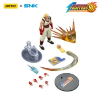 the parts of the Action Figure - Andy Bogard KOF _98 UM Fatal Fury Team SNK 1 18 - JOYTOY The King of Fighters in white background