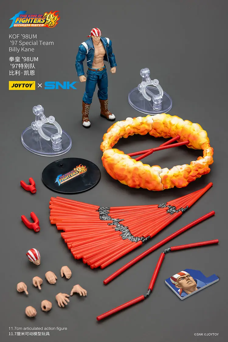 the parts of the Action Figure - Billy Kane KOF _98 UM 97 Special Team Team SNK 1 18 - JOYTOY The King of Fighters rectangle image