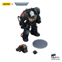 the parts of the Action Figure - Black Templars Terminator 2 with Power Fist and Storm Bolter 1 18 - JOYTOY Warhammer 40K in white background