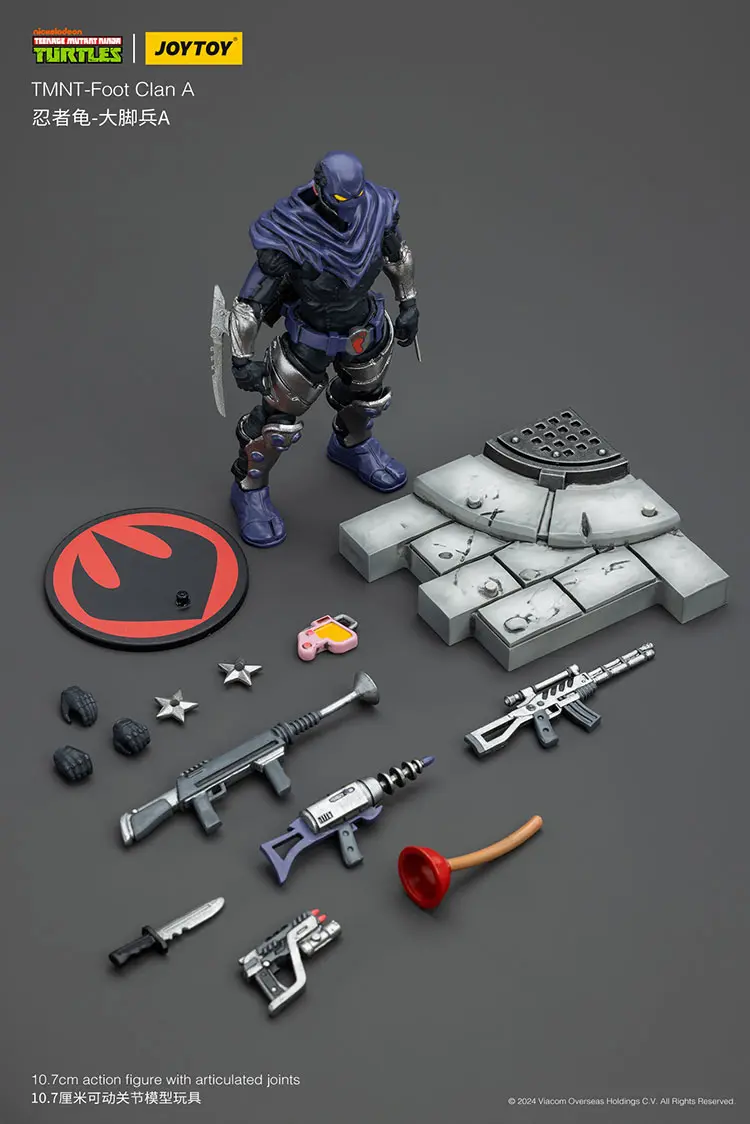 the parts of the Action Figure - Foot Clan A TMNT Nickelodeon 1 18 - JOYTOY Teenage Mutant Ninja Turtles rectangle image