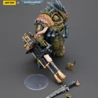 the parts of the Action Figure - JOYTOY Death Guard Blightlord Terminator with Reaper Autocannon and Bubotic Blades 1 18 - Warhammer 40K rectangle image