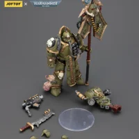 the parts of the Action Figure - JOYTOY Death Guard Plague Marine Icon bearer with Boltgun and Plague knife 1 18 - Warhammer 40K rectangle image