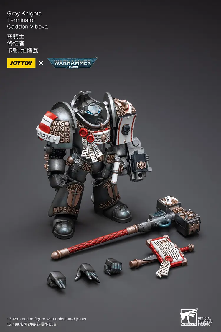 the parts of the Action Figure - JOYTOY Grey Knights Terminator Caddon Vibova 1 18 - Warhammer 40K rectangle image