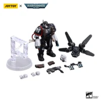 the parts of the Action Figure - JOYTOY Raven Guard Chapter Master Kayvaan Shrike 1 18 - Warhammer 40K in white background Action Figure - JOYTOY Raven Guard Chapter Master Kayvaan Shrike 1 18 - Warhammer 40K 1