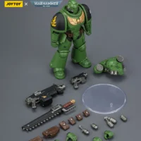 the parts of the Action Figure - JOYTOY Salamanders Intercessor with Bolt Rifle, Bolt Pistol and Chainsword 1 18 - Warhammer 40K rectangle image