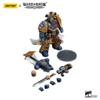 the parts of the Action Figure - JOYTOY Ultramarines Legion Praetor with Power Sword and Volkite Serpenta 1 18 - Warhammer The Horus Heresy in white background the parts of the Action Figure - JOYTOY Ultramarines Legion Praetor with Power Sword and Volkite Serpenta 1 18 - Warhammer The Horus Heresy in white background