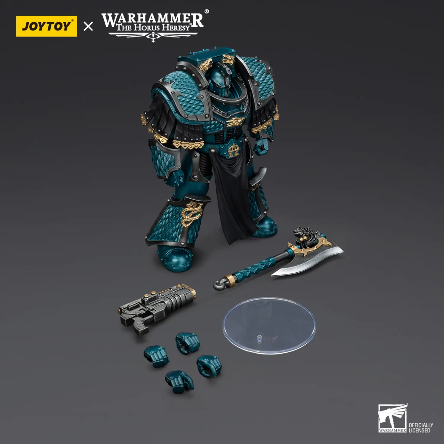 the parts of the Action Figure - JoyToy Alpha Legion Lernaean Terminator with Volkite Charger 1 18 - Warhammer The Horus Heresy