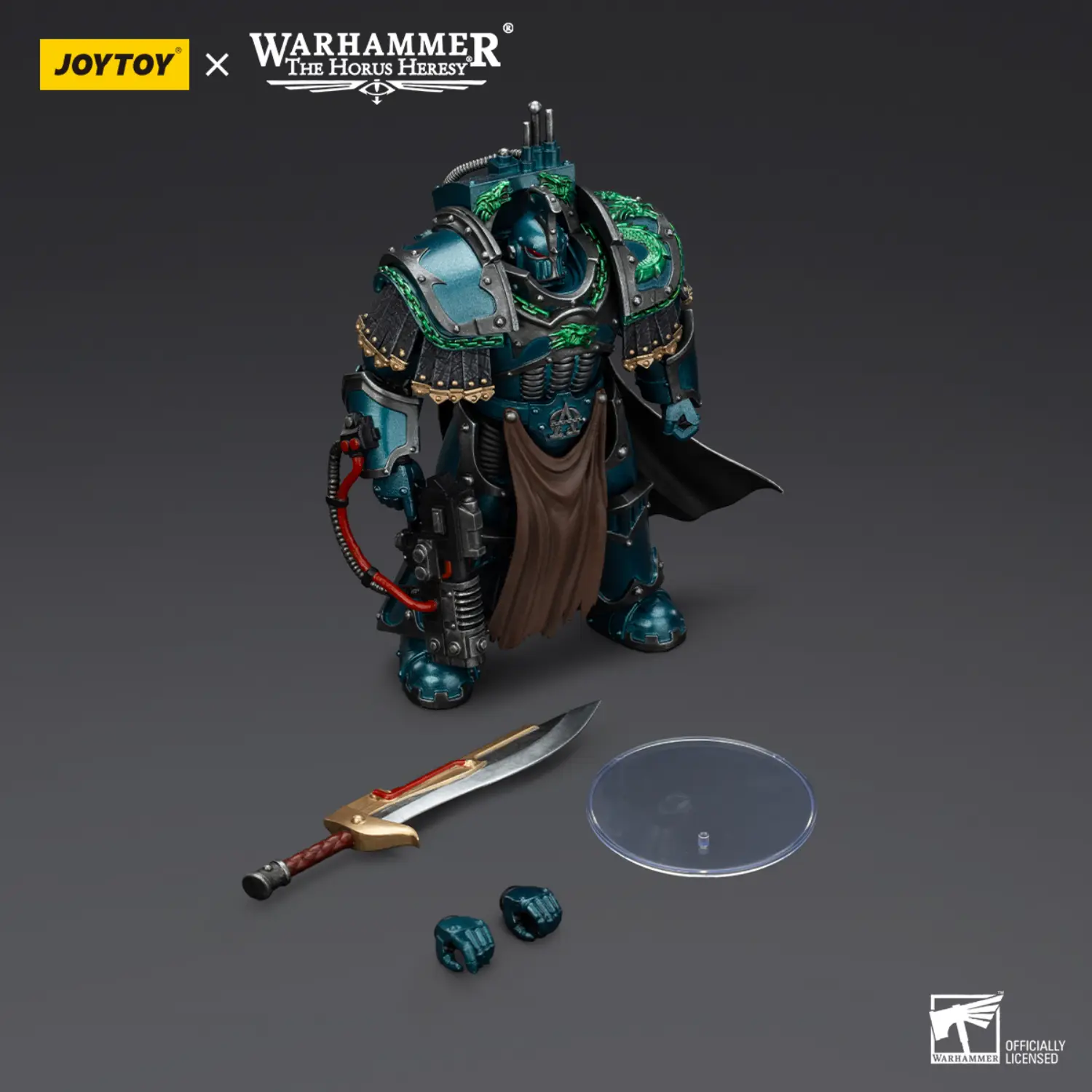 the parts of the Action Figure - JoyToy Alpha Legion Praetor in Cataphractii Terminator Armour 1 18 - Warhammer The Horus Heresy