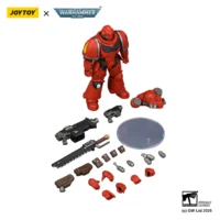 the parts of the Action Figure - JoyToy Blood Angels Intercessor with Bolt Rifle, Bolt Pistol and Chainsword 1 18 - Warhammer 40K in white background