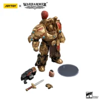 the parts of the Action Figure - JoyToy Legio Custodes Aquilon Terminator with Twin-linked Adrathic Destructor 1 18 - Warhammer The Horus Heresy in white background