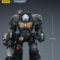 the size of the Action Figure - Black Templars Terminator 3 with Power Fist and Assault Cannon 1 18 - JOYTOY Warhammer 40K rectangle image