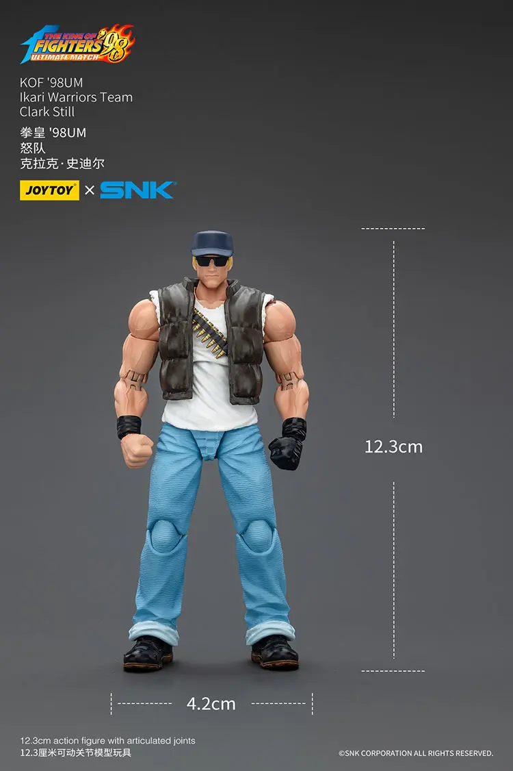 the size of the Action Figure - Clark Still KOF _98 UM Ikari Warriors Team SNK 1 18 - JOYTOY The King of Fighters rectangle image