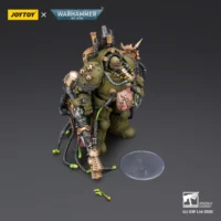 the upward side of the Action Figure - JoyToy Death Guard Lord of Virulence with Power Fist and Twin Plague Spewer 1 18 - Warhammer 40K